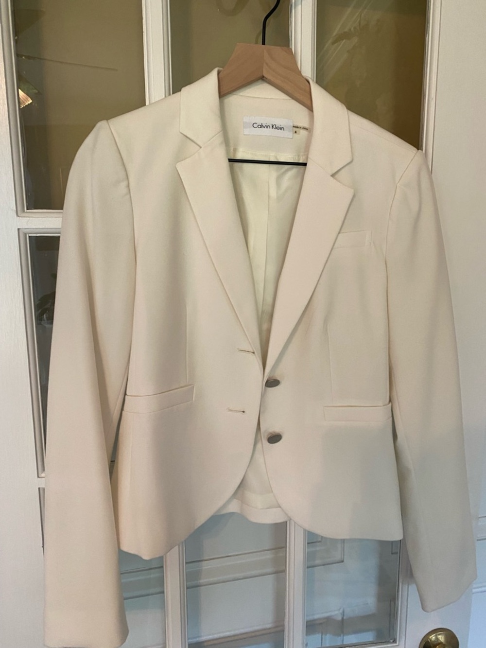 Calvin Klein Ivory Single-Breasted Tailored Blazer